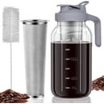 thumbnail image 1 of baomifa-Cold Brew Coffee Maker Jar - 64oz Thick Glass Multipurpose Mason Pitcher Spout Lid with Handle & Stainless Steel Filter for Iced Coffee, Lemonade, Ice Tea, Homemade Fruit Drinks Container, 1 of 4