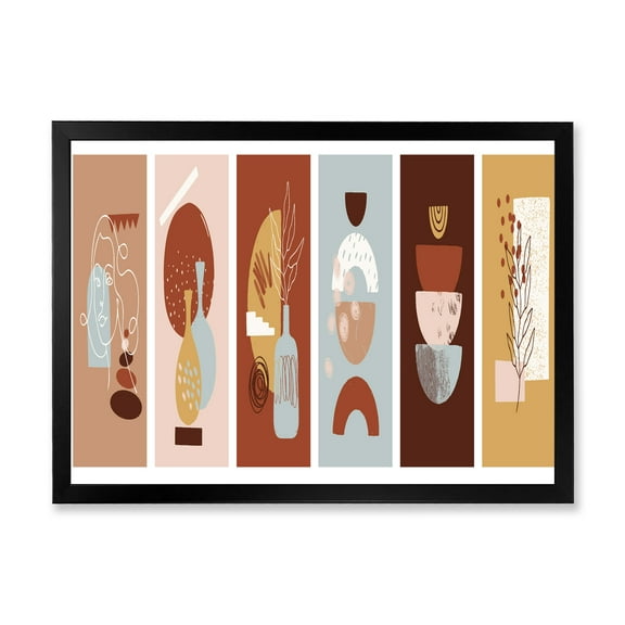 Designart 'Compostion Minimalistic of Organic Shapes V' Modern Framed Art Print