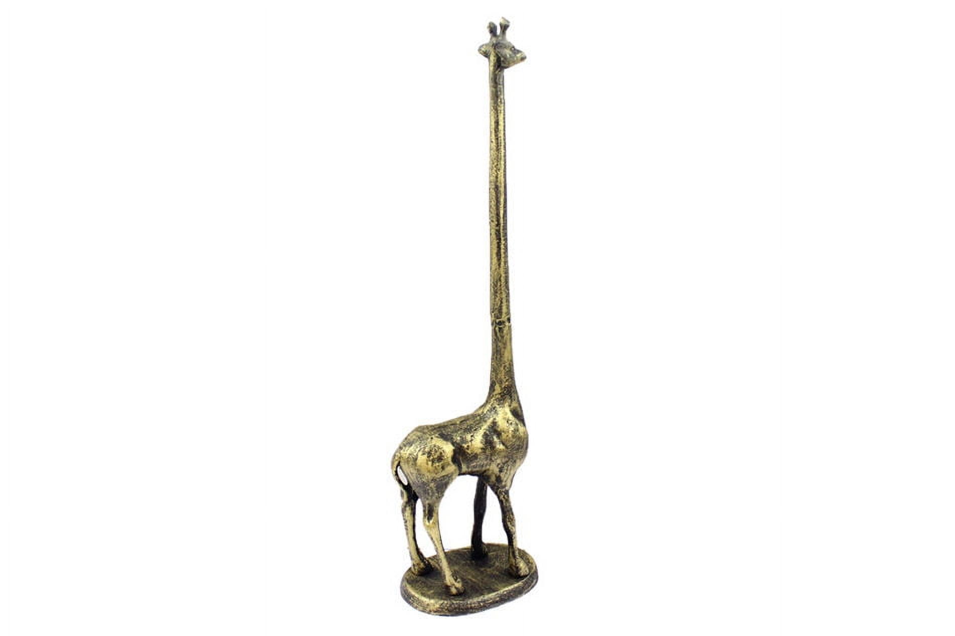 Handcrafted Nautical Decor Rustic Gold Cast Iron Giraffe Paper Towel Holder 19" - Decorative Cast Iron - M