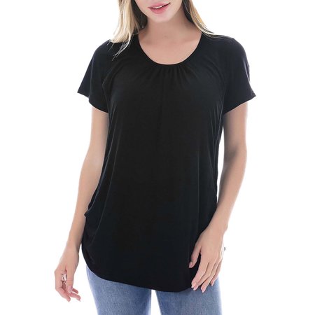 

Frostluinai Maternity Shirts Pregnant Women Clothes Short-Sleeved Solid Color Breastfeeding T-Shirt Top