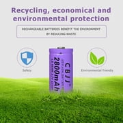 Rechargeable 16340 Battery 3.7V 2800mAh Battery for Streamlight, Headlights, Small Fan, Electronic Devices, Scooters, Doorbells, etc (Purple)