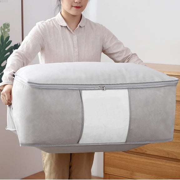 Specollect 4Pcs Storage Clothes Bins Closet Bags-Containers Organizer Boxes Clothing Organization for Organizing Blanket Pillow Sheet Sweater,Foldable Fabric Bedroom Storage Totes With Lids Zipper