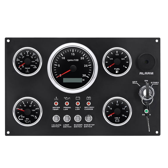 Acaigel 5 Gauge Set With Instrument Panel Tachometer 4000Rpm For Marine Boat 12V