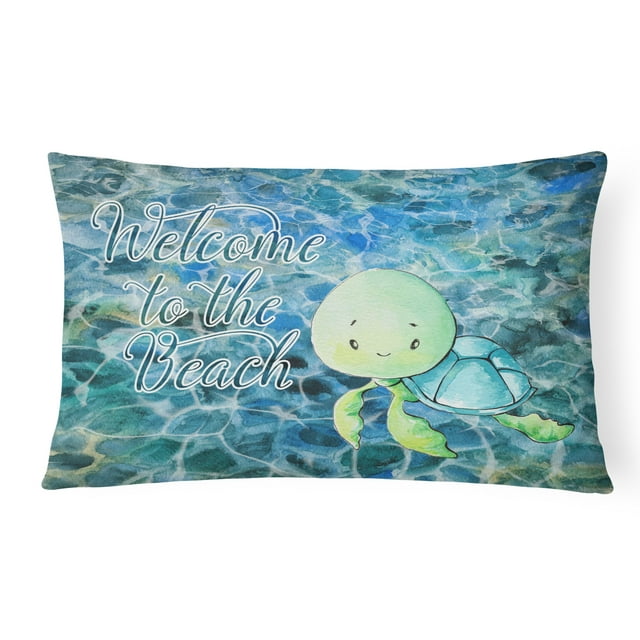 Carolines Treasures BB8520PW1216 Sea Turtle Welcome Canvas Fabric Decorative Pillow
