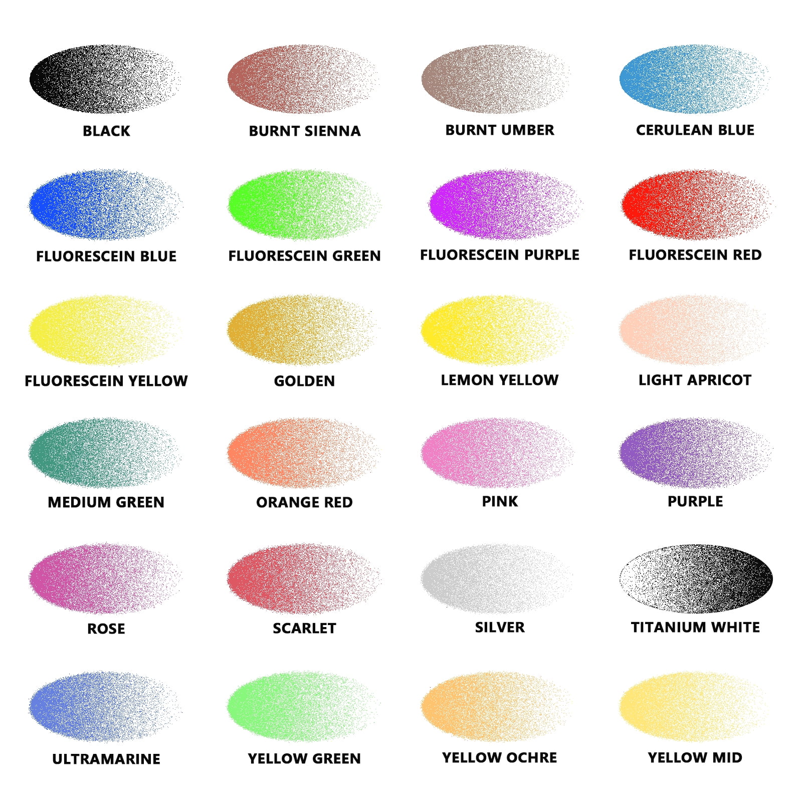 SAGUDIO Airbrush Paint Set 24 Colors (30 ml/1 oz) Opaque & Water Based,Fluorescent Acrylic Paint with Color Wheel - Ready to Spray