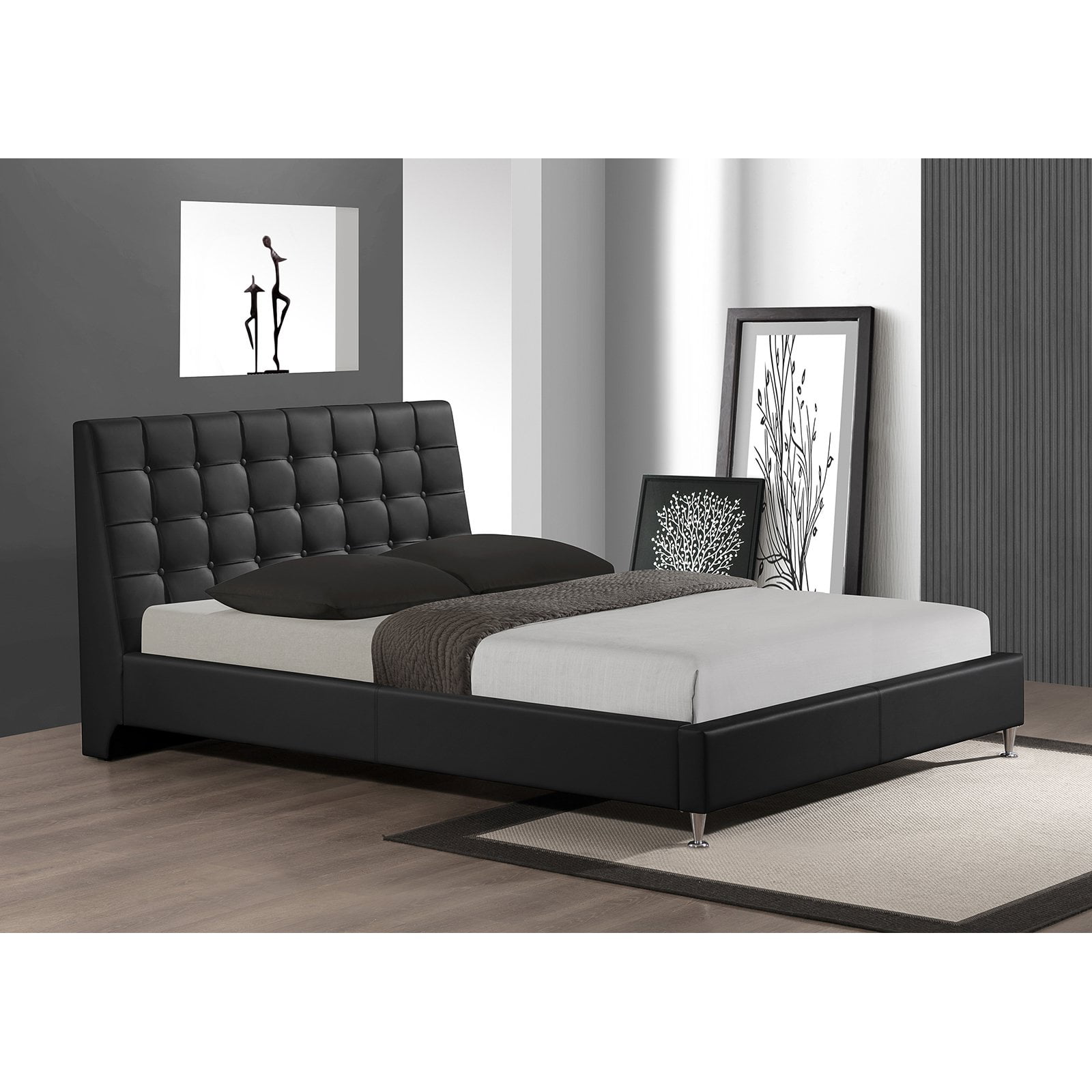 Baxton Studio Zeller Upholstered Platform Bed Walmart Com Walmart Com