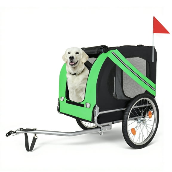 ZephyPaws Large Dog Bike Trailer,100 LB Capacity Pet Cart Bicycle,All-Terrain Pet Carrier,Cargo Carrier,Durable Steel Frame for Travel,Cycling,Outdoor Adventures,Green