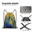 thumbnail image 4 of Xecao Peacocks Pattern Sports Drawstring Backpack - String Swim Gym Bag with Wet Proof Pocket for Women&Men-Medium, 4 of 6