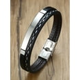 thumbnail image 3 of Dragonus Stainless Stainless Steel Braided Leather Bracelet for Men Women Wrist Cuff Bracelet 7-7.5", 3 of 5
