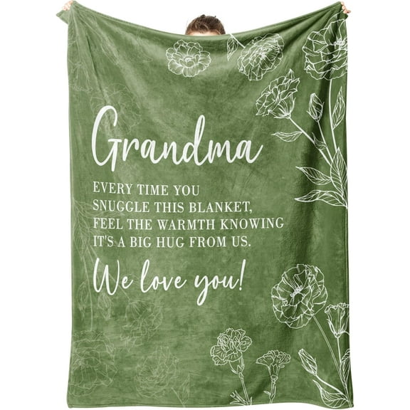 GiltGlimmer Gifts for Grandma Christmas, Grandma Gifts Blanket, Grandmas Birthday Gift from Grandkids, to My Grandmother Throw Blanket 50 x 60, Grass Green