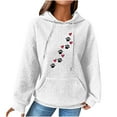 thumbnail image 2 of Pounoo Waffle Knit Hoodies for Women Cute Dog Paw Heart Gift Print Long Sleeve Tops Winter Warm Pet Owner Top With, 2 of 4