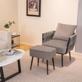thumbnail image 2 of Giantex Velvet Accent Chairs w/Ottoman, Leisure Single Comfy Sofa Chair for Reading, Gray, 2 of 6
