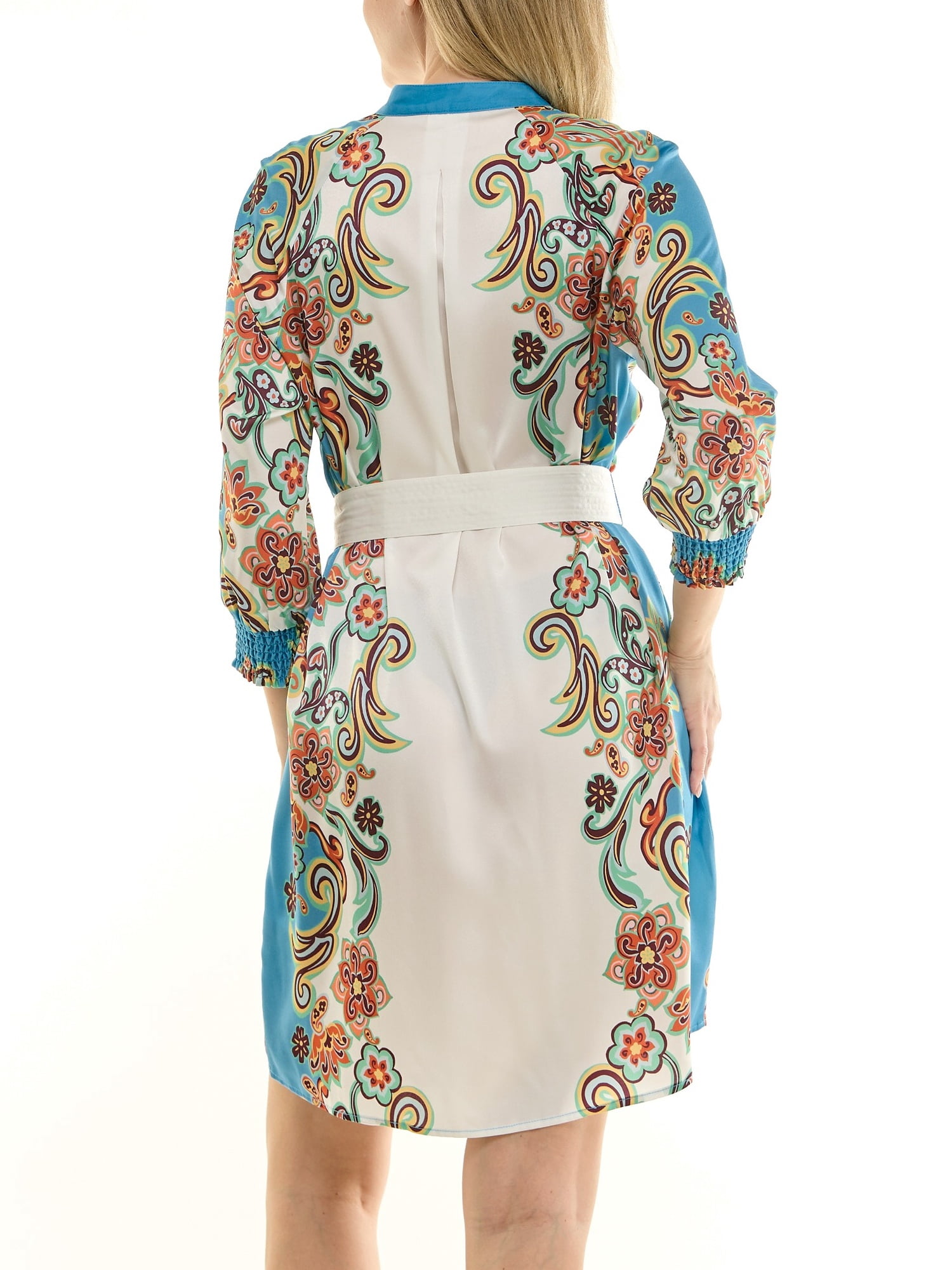 Nanette Nanette Lepore Womens Long Sleeve Tie Waist Mirror Print Mini Dress