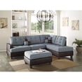 thumbnail image 2 of Poundex 3 Piece Fabric Sectional Sofa Set with Ottoman in Gray Color, 2 of 6