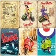 thumbnail image 5 of Letrero de hojalata retro Vespa, letrero de metal para garaje, placa de metal vintage para motocicleta, decoración de pared para sala de estar, placa Shabby Chic, 5 of 5