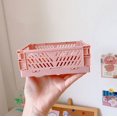 thumbnail image 5 of Mini caja de almacenamiento de plástico plegable, caja de almacenamiento plegable de plástico, cesta de transporte de escritorio, color rosa ER, 5 of 5