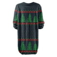 thumbnail image 4 of Women's Round Neck Casual Long Sleeve Plush Christmas Print Dresses for Cozy Holiday Fashion and Everyday Comfort,Navy,3XL, 4 of 6