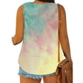 thumbnail image 3 of Tank Top Mujeres Verano Mujer sin mangas Floral impreso botón de talla grande camisetas sin mangas suelta cuello redondo chaleco camisetas túnicas camiseta (Pink, XXL), 3 of 6