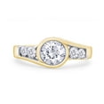 thumbnail image 2 of 1 Carat Center 6MM Round Cut Lab Created Moissanite Solitaire Swirl Engagement 5 Stone Bridal Ring For Women In 14K Yellow Gold Over Sterling Silver (G-H Color, VVS1 Clarity 1 Cttw) Size - 6, 2 of 8