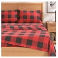 thumbnail image 2 of Flannel Sheet Set King Size - 100% Turkish Cotton, Double-Brushed, Printed Bed Sheets - Ultra-Soft, Cozy, 4-Piece Bedding Set (Buffalo Check Red/Black), 2 of 6