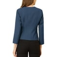 thumbnail image 3 of INSPIRE CHIC Women's Workwear Zipper Collarless Cropped Blazer XL Peacock Blue, 3 of 7