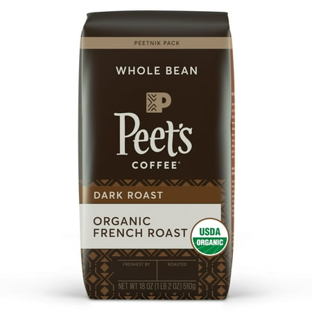 Peet's Coffee Organic French Roast, Dark Roast Whole Bean Coffee, 18 oz Bag