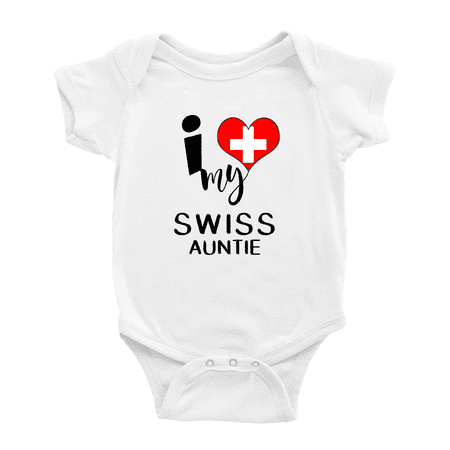 

I Heart My Swiss Auntie Love Switzerland Flag Infant Baby Bodysuit (White 3-6 Months)