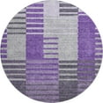 thumbnail image 2 of Addison Rugs Mayfield Washable Transitional Striped Purple Round Rug, 8' x 8', 2 of 5