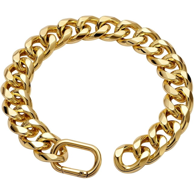 19MM Thick Light Metal Dog Cuban Link Chain for Medium Large Dogs - 20 Inches Gold Necklace