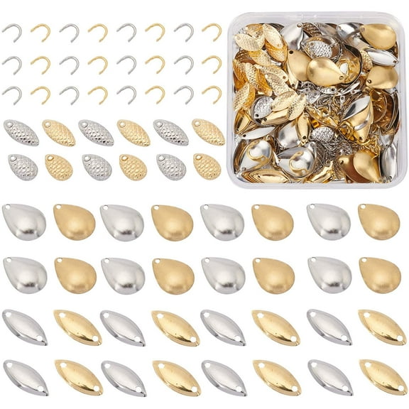 380PcsS 2 Colors Spinning Bait Kit Includes 280Pcs Fishing Attractor Spinner Blades and 100Pcs Brass Fishing Clevis Spinner Spinnerbait Clevis for Fishing Lures Making Accessories colorful DIY