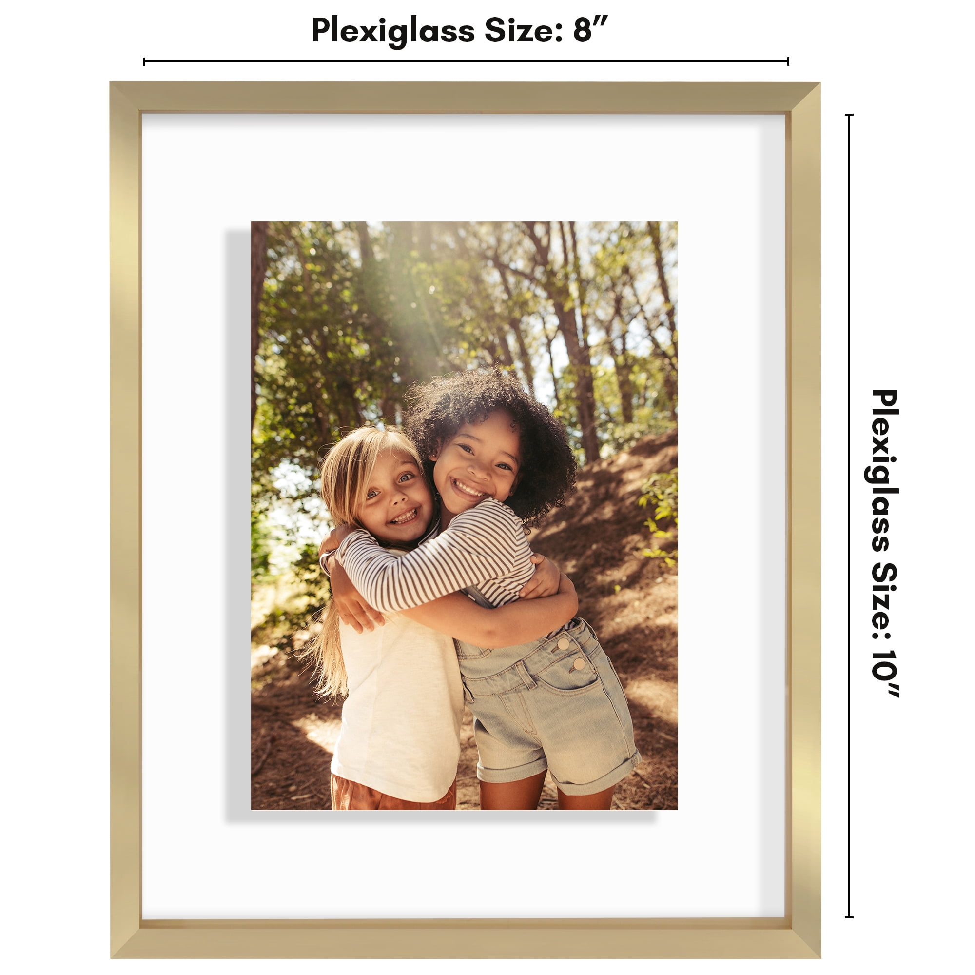 Americanflat 8x10 Picture Frame with Shatter-Resistant Glass Aluminum Floating Display Photo Signature - Gold