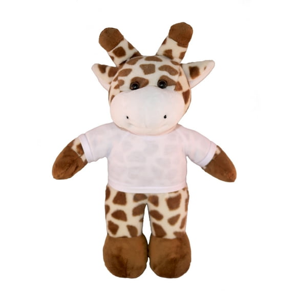 Plushland 8 Inch Floppy Giraffe with Tee Plush Stuffed Animal Personalized Gift - Custom Text on Shirt - Great Present for Mothers Day, Valentine Day, Graduation Day, Birthday