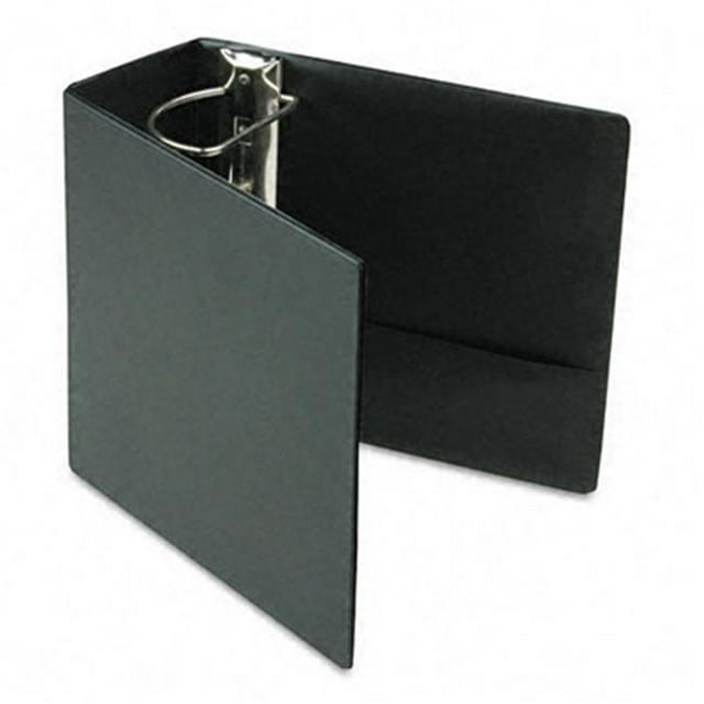 Leather Grain Vinyl EasyOpen D-Ring Binder with Finger Slot 5in Cap Black