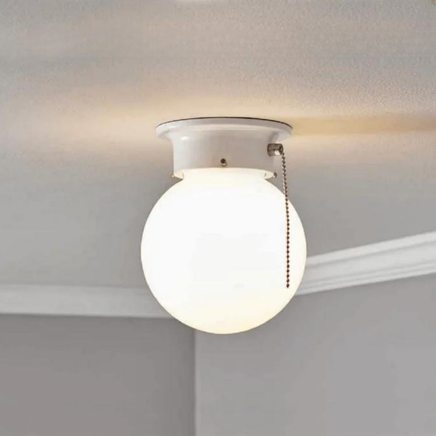 (2 pack) Mainstays 5.9" Classic Flush Mount Ceiling Light, White Finish Frosted Glass Shade, Bulb Not Included