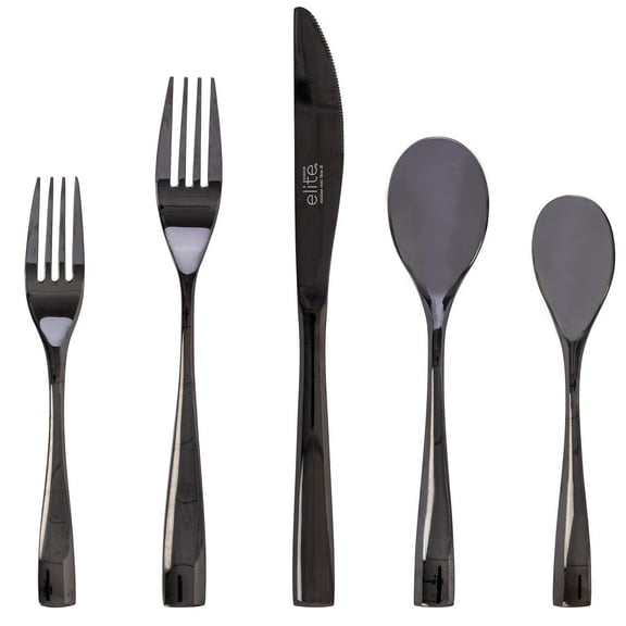 Gibson Elite Holland Road 20 Piece Black Stainless Steel Flatware Set