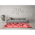 thumbnail image 3 of Ahgly Company Machine Washable Indoor Round Abstract Red Modern Area Rugs, 5' Round, 3 of 4