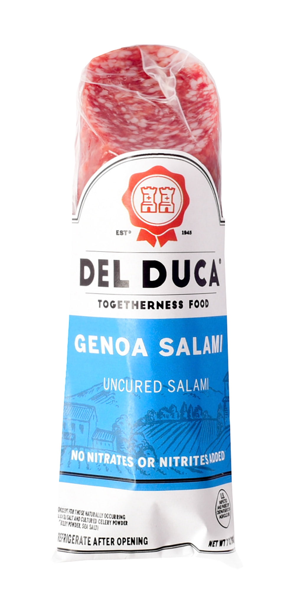 Del Duca, Italian Style Sausage, Uncured Genoa Salami Chub, 7 oz