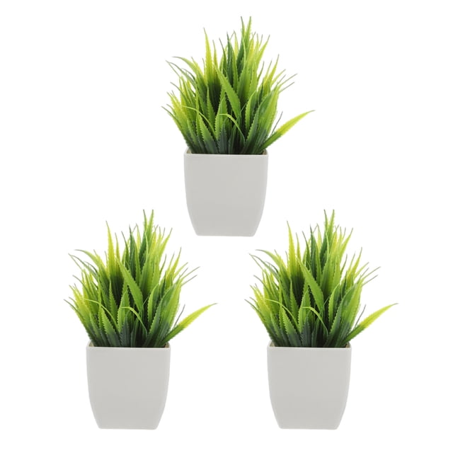 Bonsái artificial de 3 piezas, plantas falsas para decoración de interiores, pequeñas plantas artificiales para escritorio, adorno verde realista, decoración artificial