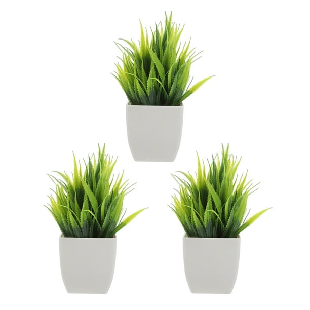 Bonsái artificial de 3 piezas, plantas falsas para decoración de interiores, pequeñas plantas artificiales para escritorio, adorno verde realista, decoración artificial