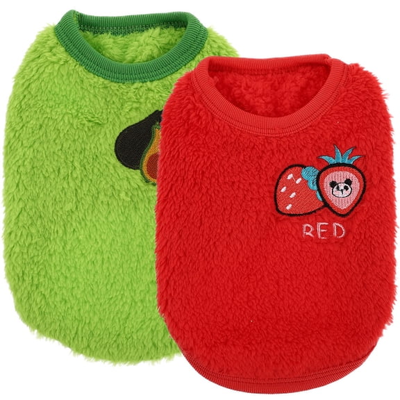 MEIBUTYUP 2-Pack Small Pet Clothes Soft Fleece Apparel Washable and Animal Outfits in Assorted Colors