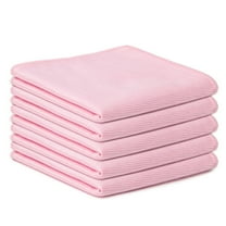 Microfiber Cleaning Cloths - Topboutique Reusable Dish Cloth,16*16 in Wine Glass Polishing Towel,Microfiber Glass Cleaning Cloths for Window Mirror Stainless Steel Cleaning,Easy to Clean,5 Pcs,Pink