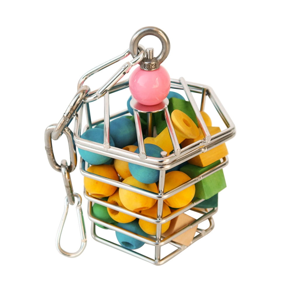 Bird Parrot Stainless Steel Foraging Toy Bird Cage Hanging Chewing Toy
