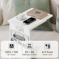 thumbnail image 6 of C Shaped End Table with Charging Station, Small Side Table for Couch, Couch Side Tables C Table, Slide Under Sofa Recliner Table TV Tray Arm Tables for Living Room, Bedroom, Bedside, White, 6 of 9