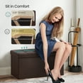 thumbnail image 3 of SONGMICS Banc Ottoman de Rangement 76 cm avec Couvercle Rabattable, Coffre Repose-Pieds de Rangement, Charge 300 kg, pour Entrée, Salon, Chambre, Cuir Synthétique, Brun, 3 of 7
