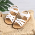 thumbnail image 2 of Girls Flat Sandals Open Toe Crooss Strappyy Casual Summer Adjustable Ankle Strap Slip on Beach Vacation Dress Shoes White 12 Little Kid, 2 of 6
