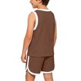 thumbnail image 4 of Cethrio Boys Activewear Outfit Sets, 2 Piece Summer Cotton Sleeveless Kids' Athletic Clothing Sets Brown Size 8-9T, 4 of 8