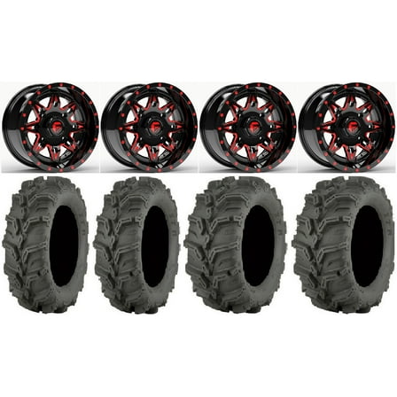Fuel Lethal Red 14" Wheels 27" Mud Lite XTR Tires Polaris RZR XP 1000 / PRO XP / Ranger XP 900/1000