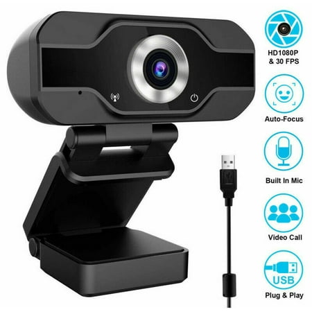 LNKOO 1080P Webcam with Microphone & Privacy Cover, Web Cam USB Camera for PC Laptop, Desktop Computer HD Streaming Webcam for Zoom YouTube Skype, Wide Angle, Auto Light Correction, Windows Mac OS