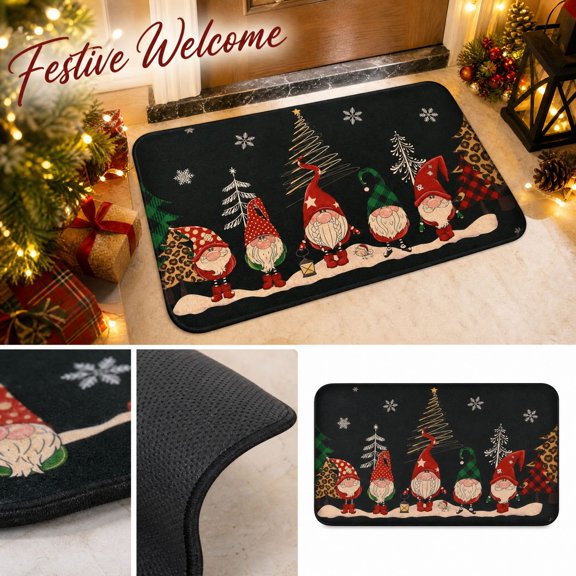Christmas Door Mat Christmas Rug, Gnomes Funny Outdoor Front Door Mat, Winter Door Mat Outdoor