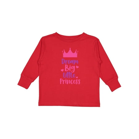 

Inktastic Dream Big Little Princess Crown - Pink Purple Girls Long Sleeve Toddler T-Shirt